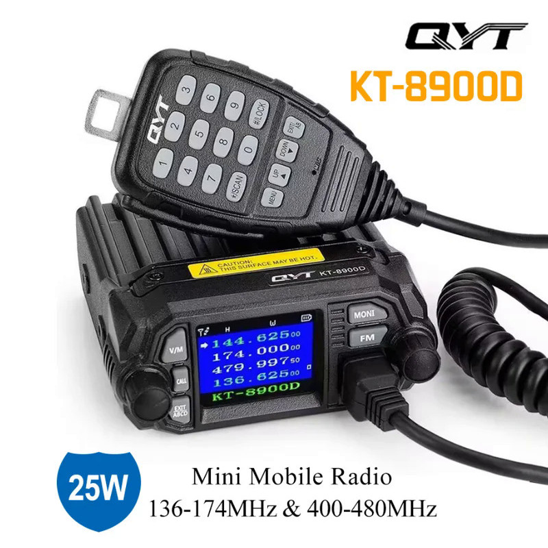 QYT KT-8900D Mini Mobile Radio Dual Band 136-174MHz & 400-480MHz 25W Walkie Talkie  KT8900  Transcei