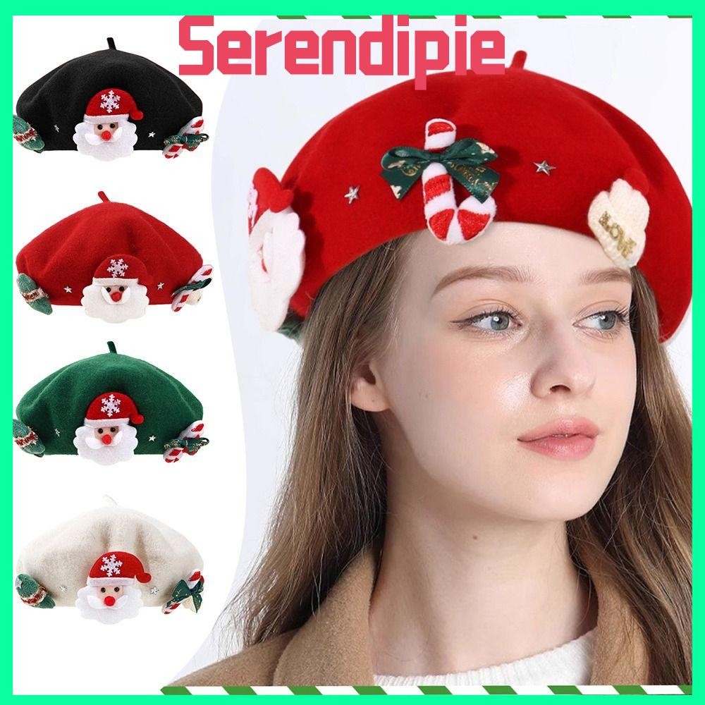 Serendipie หมวกคริสต์มาส, หมวกเบเร่ต์กันลมสําหรับพ่อแม่และลูก, แฟชั่นขนสัตว์ Xmas Dress Up Bonnets สําหรับผู้ใหญ่/เด็ก