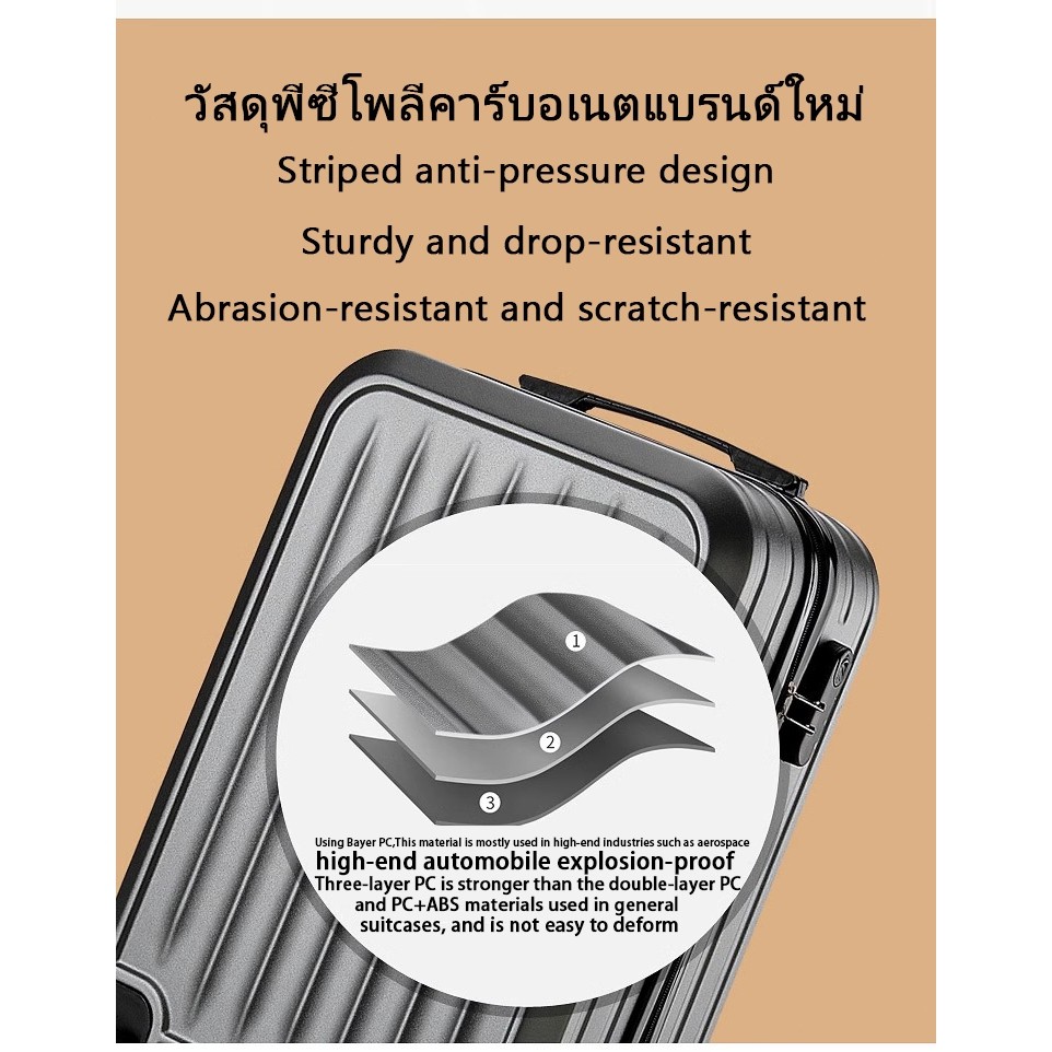YTL กระเป๋าเดินทาง ไซส์ 20นิ้ว มาพร้อมล้อเลื่อนเงียบ 360 องศา ทันสมัยที่สวยงาม ทนทาน