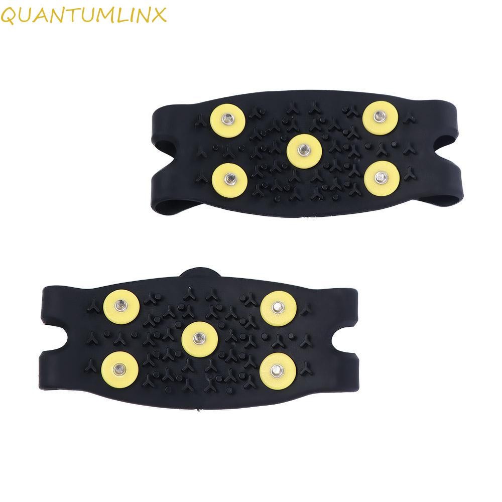 Quantuml Anti slip Ice Gripper รองเท้า Cleats แบบพกพา Snow Crampon Cleats Anti-slip ฤดูหนาวซิลิกาเจลกลางแจ้งปีนเขาอุปกรณ์เสริมรองเท้า Grips