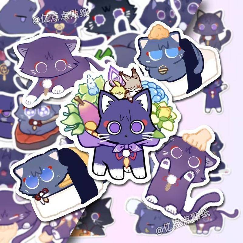80 ชิ้น/เซ็ตเกมการ์ตูนแมว Genshin Impact สติกเกอร์ Kawaii Wanderer Balladeer Kabukimono Scaramouche Decals DIY ขวดน้ําแล็ปท็อปกระเป๋าสติกเกอร์กันน้ํา