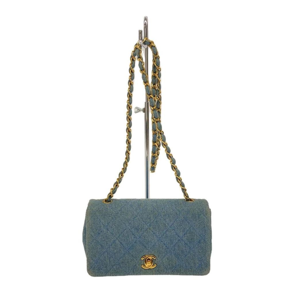 CHANEL Shoulder Bag Denim Matrasse Single Flap Chain BLU Stained Direct from Japan Secondhand