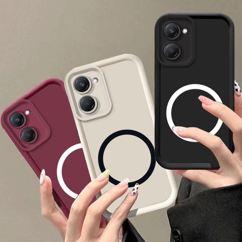 สําหรับ Vivo Y03 Y03T 02A กรณีไร้สายชาร์จแหวนแม่เหล็กสติกเกอร์ซิลิโคนนุ่มเต็มแพคเกจ Anti Drop เคสโทร