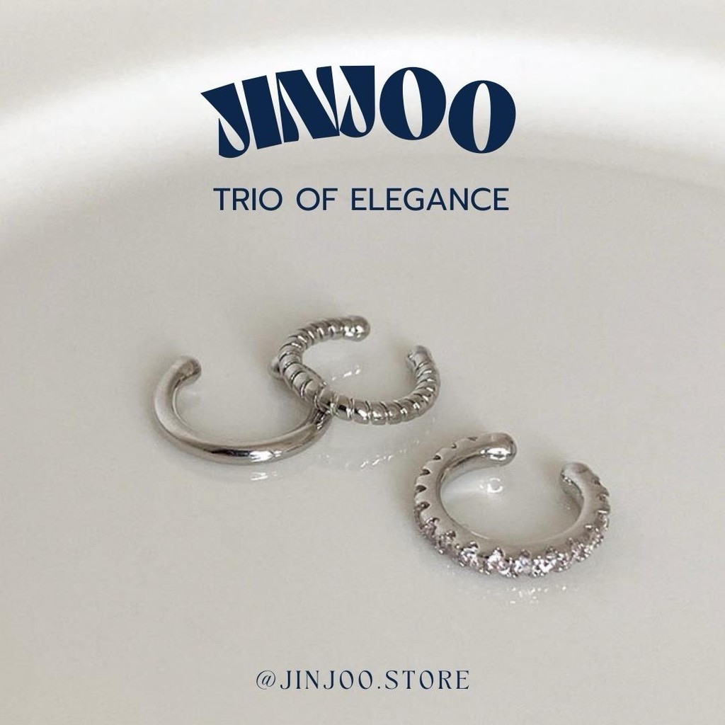 Jinjoo ต่างหู Ear cuff รุ่น Trio of Elegance (3ชิ้น) รหัส E2025