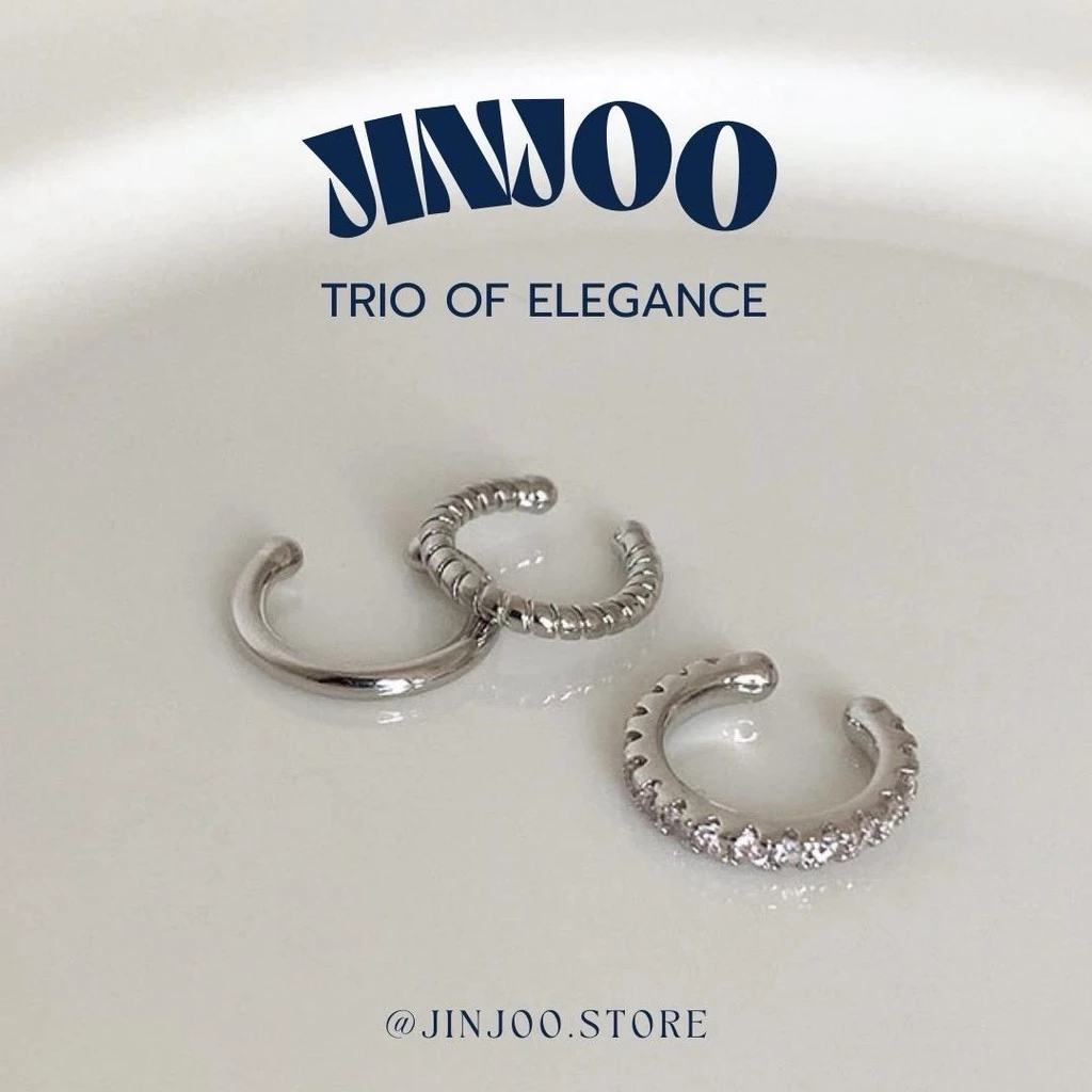 Jinjoo รหัส F01 ต่างหู Ear cuff รุ่น Trio of Elegance (3ชิ้น)
