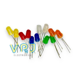 หลอดไฟ LED 5mm (แพ็ค 100 ตัว) ไฟ 3V ไดโอดเปล่งแสง สีแดง สีเหลือง สีเขียว สีขาว สีน้ำเงิน สีส้ม
