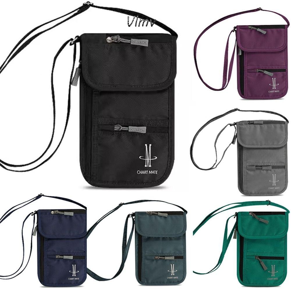 Vlmv RFID Passport ID Bag, กระเป๋าเอกสารอเนกประสงค์กันน้ํา, กระเป๋าเดินทางกระเป๋าสตางค์ไนลอน