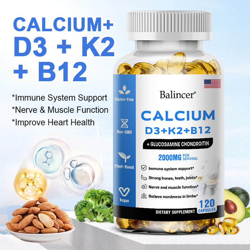 แคลเซียม วิตามิน D3+K2+B12 - ช่วยเสริมสร้างกระดูก วิตามินรวม - ช่วยเสริมสร้างข้อต่อและฟัน