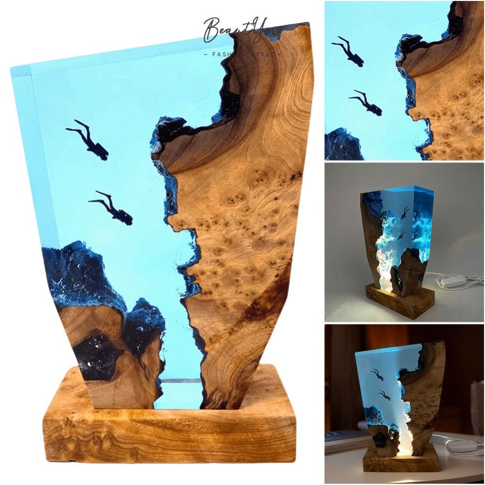 Seabed World Organism เรซิ่นตาราง USB Charge Creactive Art โคมไฟตกแต่ง [BeautYou.th]