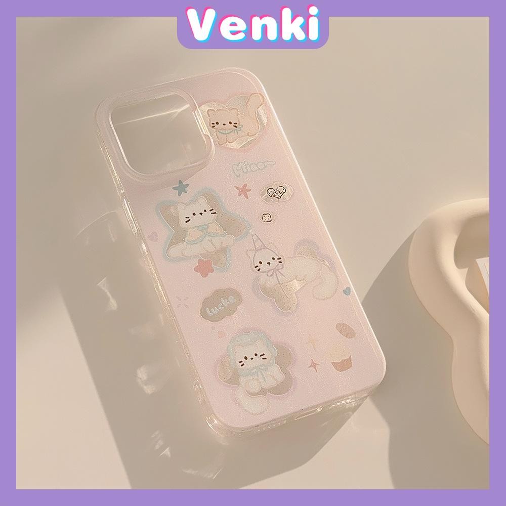 Venki - เคส iPhone 16 Pro Max iPhone 11 เคสใสแบบแวววาว TPU นุ่มสีสันสดใส ลูกแมวสีสันสดใสน่ารัก Compatible iPhone15 Pro max 14 13 12 Pro max XS XR 7 Plus 8 Plus