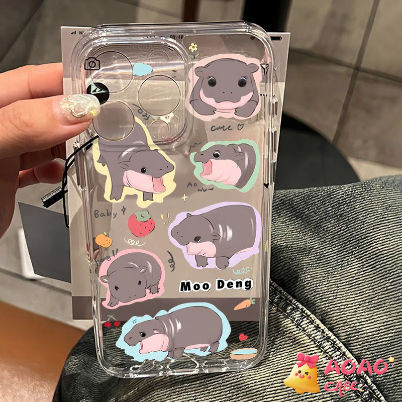 เคส Infinix Hot 30i 40i 10 11 20 30 Play Tecno Spark GO 10 10C 20C 20 Smart 8 7 6 5 8Plus Note 30 ปกอ่อนฮิปโปตลกน่ารัก