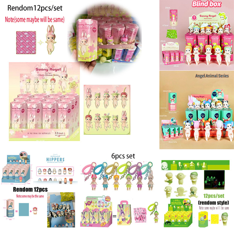 Sonny Angel Cherry Blossom Smiski Hippers & Mofusand Hippers Series Dream Sonny Angel Hippers บ้านหวานตกแต่งบ้านอุปกรณ์โทรศัพท์มือถือตุ๊กตา