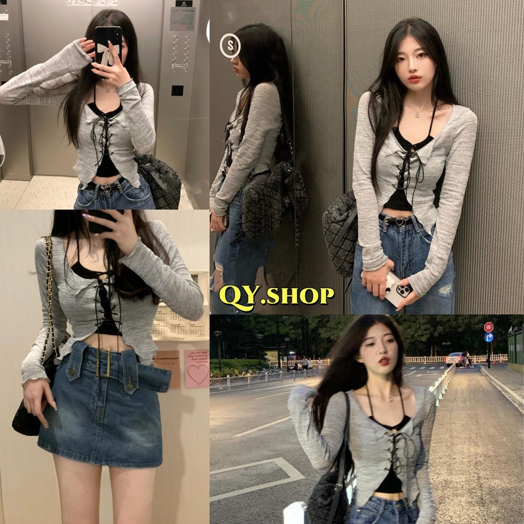 QY.Shop⭐️สินค้าราคาพิเศษ⭐️เสื้อคลุมสีพื้น+เสื้อคล้องคอไหมพรม เก๋ๆสาวๆพลาดไม่ได้เทรนกำลังมา "60118"