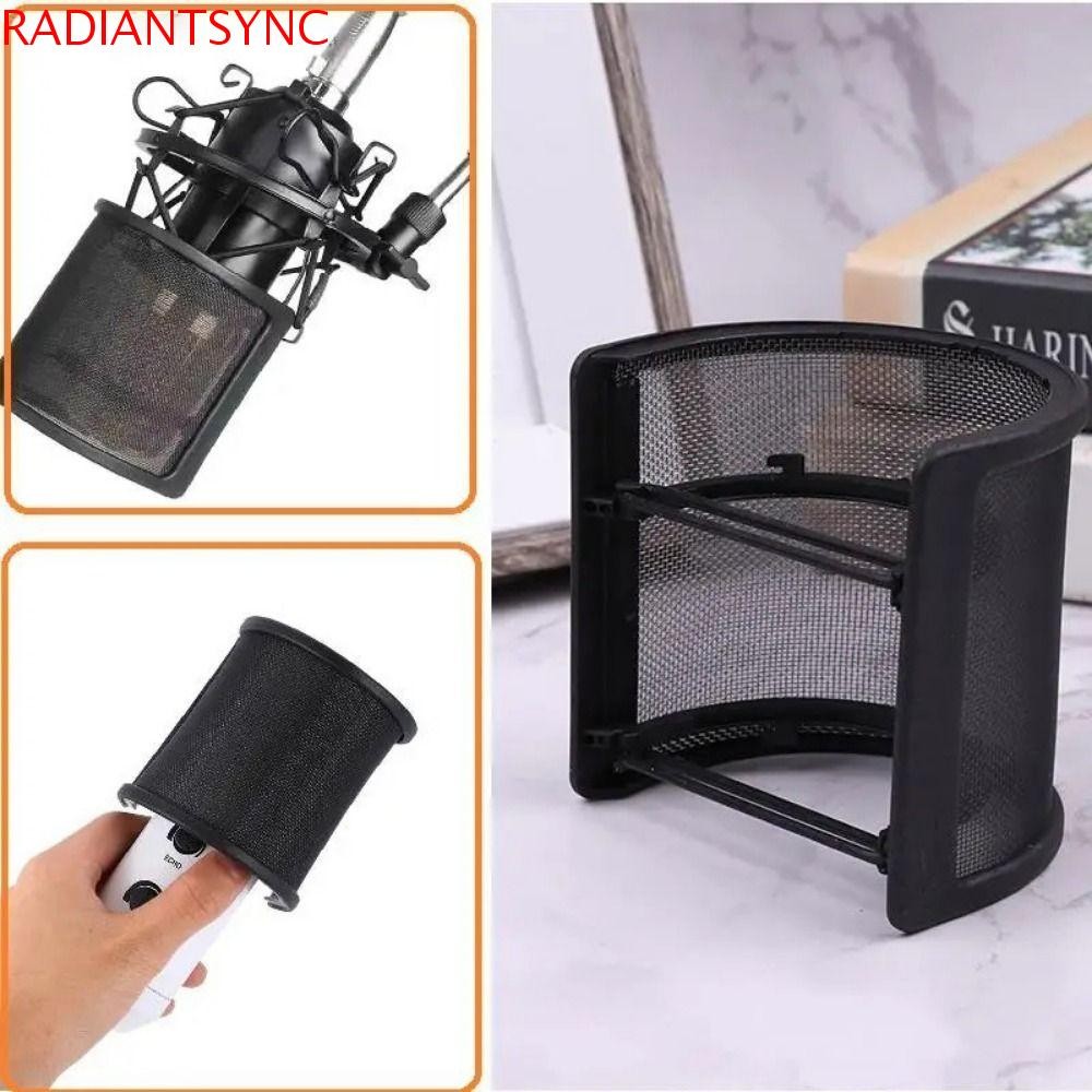 Radiantsync ไมโครโฟนหน้ากากกระจก, U รูปร่าง Universal ไมโครโฟน Pop Filter, กันกระแทกเฉพาะลมเสียงรบกวนนํากลับมาใช้ใหม่ Pop Net Shield Cover การบันทึกวิทยุ