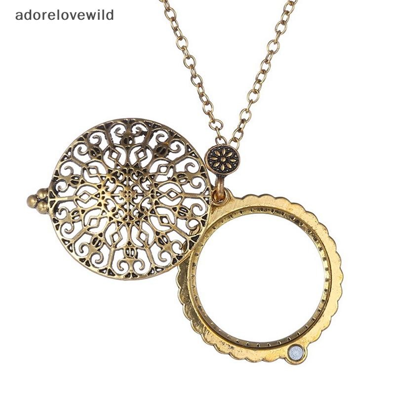 Adorelovewild Vintage Chain แว่นขยายร้อนสร้อยคอจี้ยายของขวัญแว่นขยายโลหะ sf