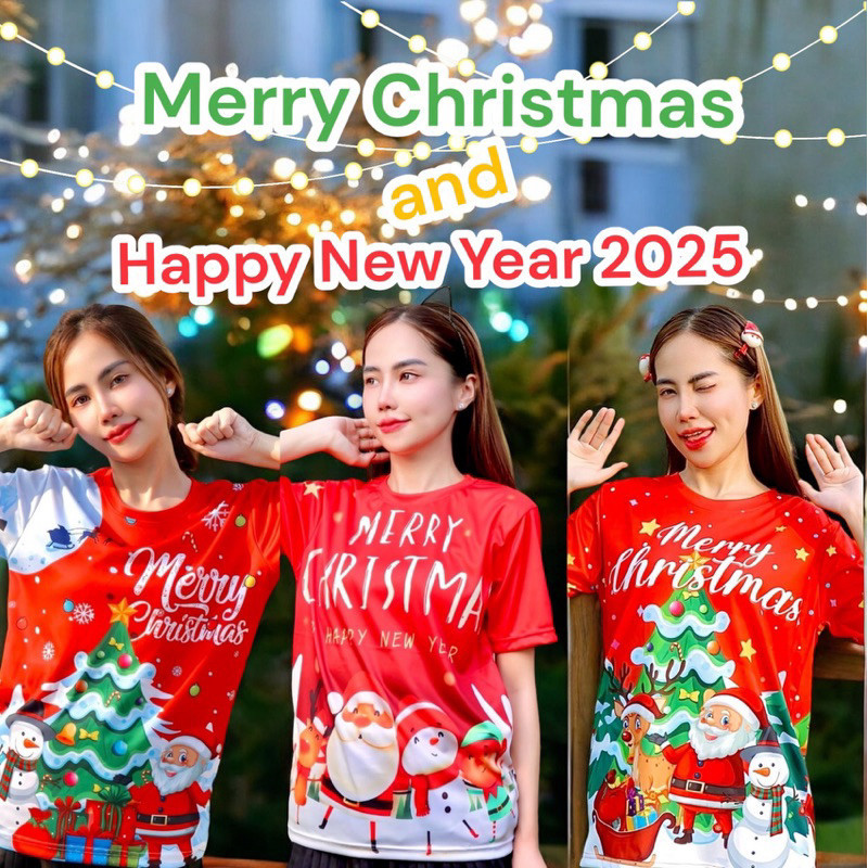 2568 คริสต์มาส/ปีใหม่เสื้อ ยู นิสซ์ คริสต์มาสเสื้อยืดผู้หญิงคริสต์มาสเสื้อผ้าผู้หญิงคริสต์มาสวันหยุดเสื้อยืดขนาดใหญ่คริสต์มาสเสื้อยืดสีแดงเสื้อยืดป