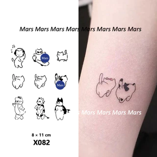Mars Tattoo NEW Technology - รอยสักชั่วคราว-lasting 2 สัปดาห์, กึ่งถาวร, สติกเกอร์รอยสัก แบบแมวน่ารัก X082