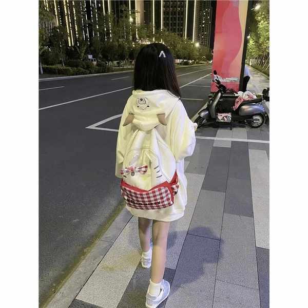 กระเป๋า backpack Hello Kitty ของญี่ปุ่น Schoolbag Girl Heart Super Cute Backpack Campus Cute Cartoon