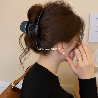 เคเอฟ977 ขนาดใหญ่ 12.5 ซม. สไตล์เกาหลีสง่างามกาแฟสีฟ้านางเงือกสาวหวานอะซิเตทผมกรงเล็บคลิปอุปกรณ์ผม