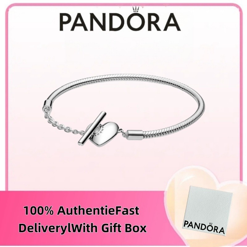 สร้อยข้อมือหัวใจ T-Bar สไตล์โซ่งู จาก Sterling Silver S925 เหมาะสำหรับเป็นของขวัญให้ผู้หญิง