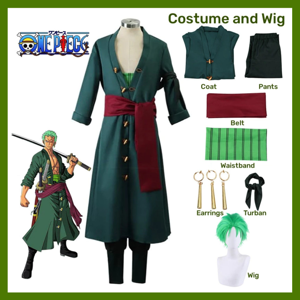 Cosplay Roronoa Zoro Second Generation Cosplay Costume One Piece Kimono Robe Halloween Cape Men's Su