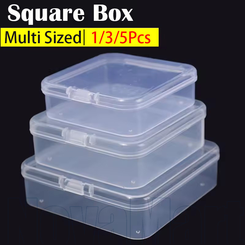 5ชิ้นกล่องเก็บพลาสติกสี่เหลี่ยม-กันฝุ่น,มินิ,ทนทาน-เครื่องประดับบรรจุภัณฑ์แสดงกล่อง-ลูกปัดเครื่องประดับต่างหูแหวนภาชนะ-ใสพลิกปกกล่องเก็บ