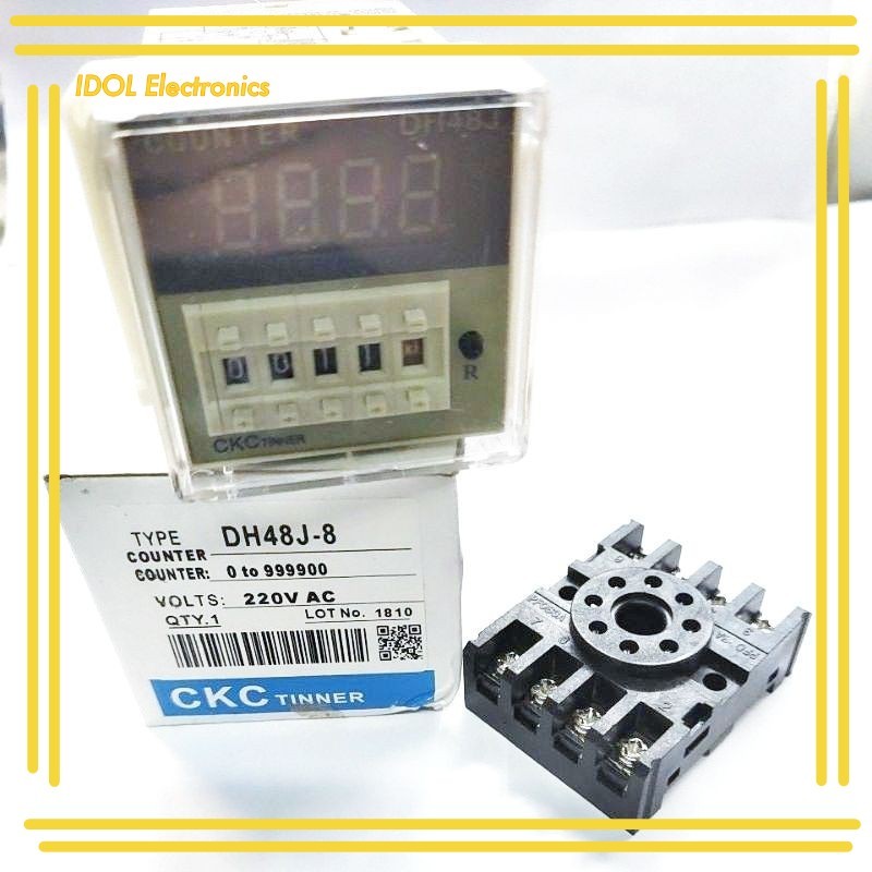 ราคาถูก! DH48J-8 เคาน์เตอร์ดิจิตอล(0-9999) พร้อม socket กระแส 5A 250VAC มี 12V 24V 220V
