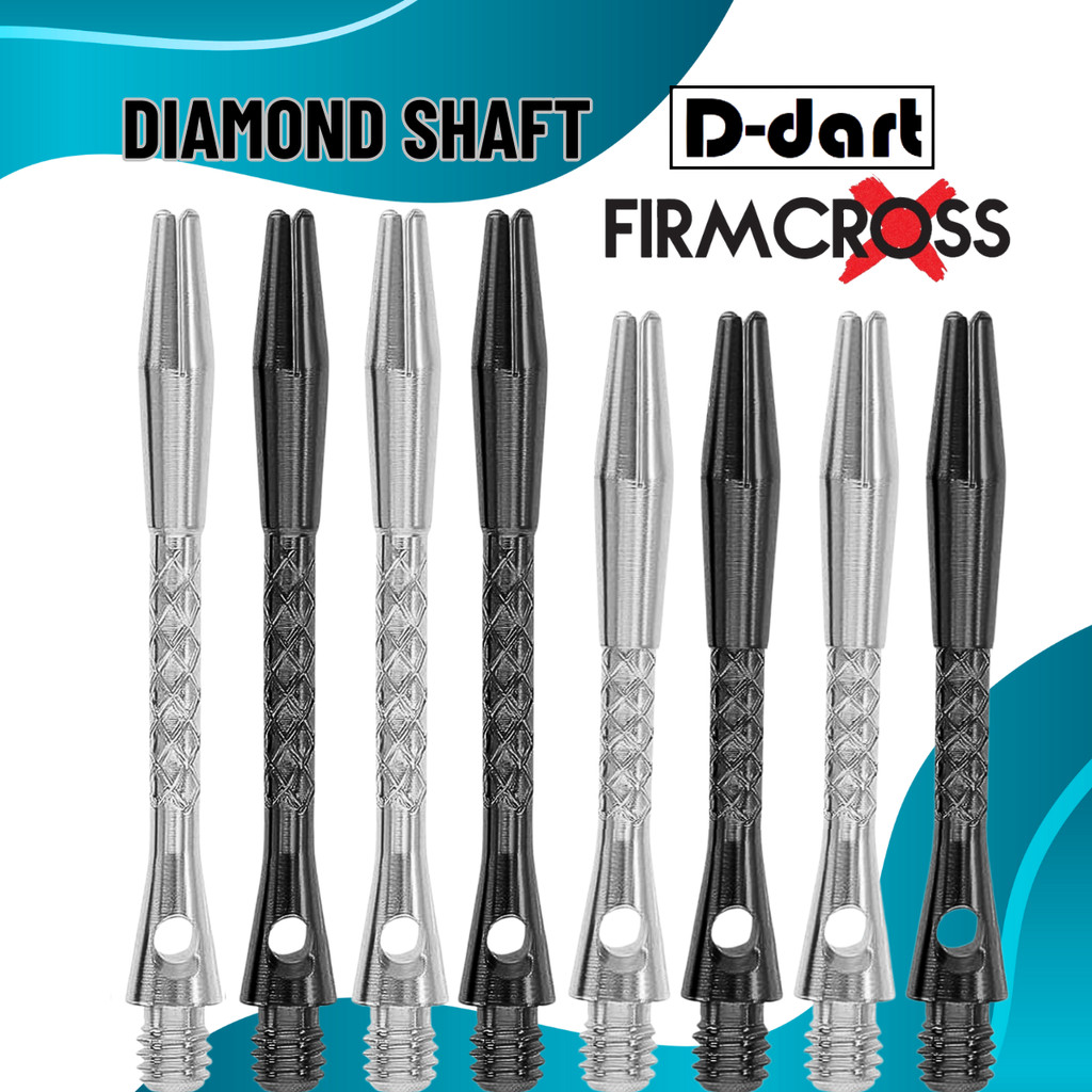 FIRMCROSS DART SHAFT/STEM - Diamond Cut Silver/ Black Aluminium ลูกดอกเพลา 3 ชิ้น/แพ็ค