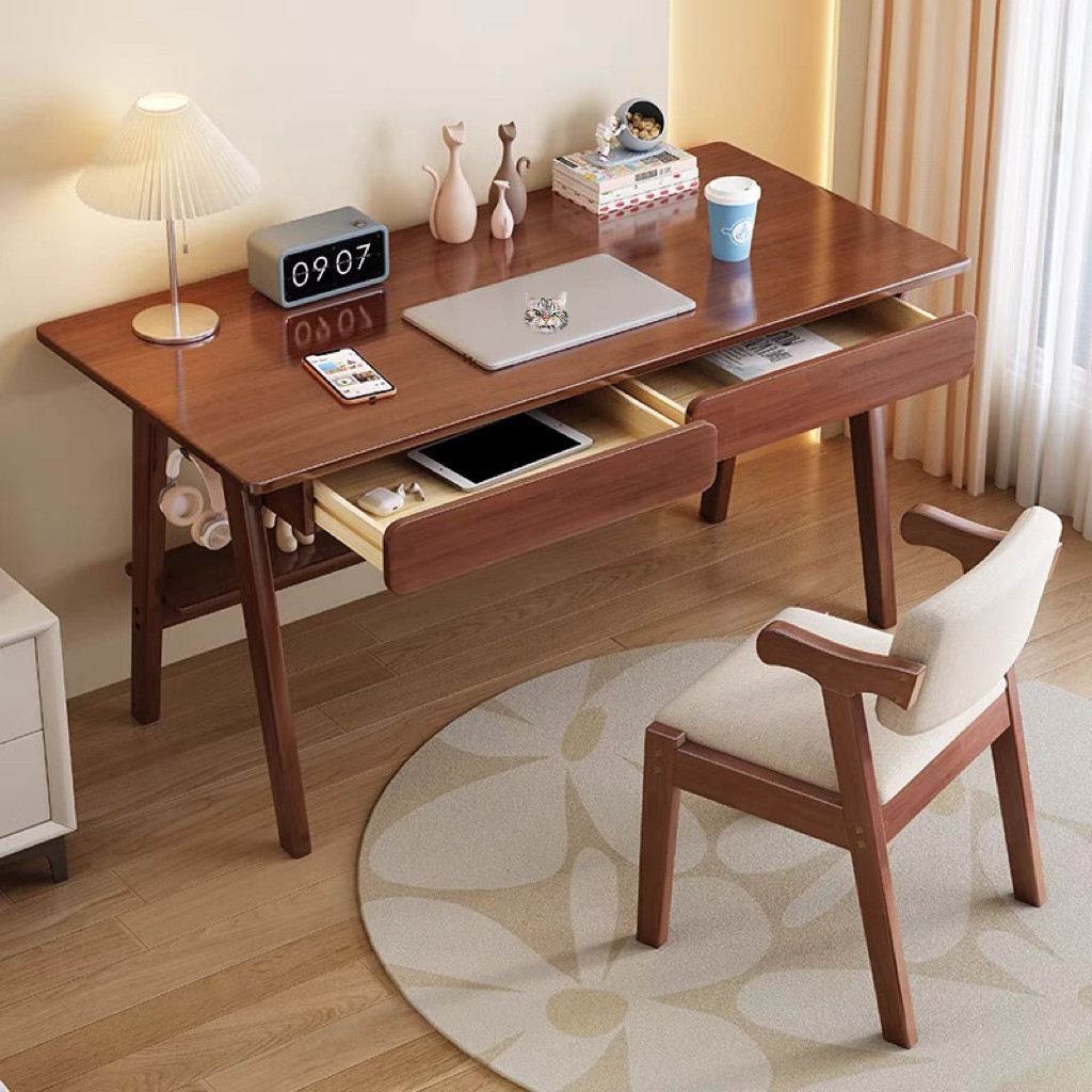 Office desk with drawers, wooden computer desk, office desk with drawers