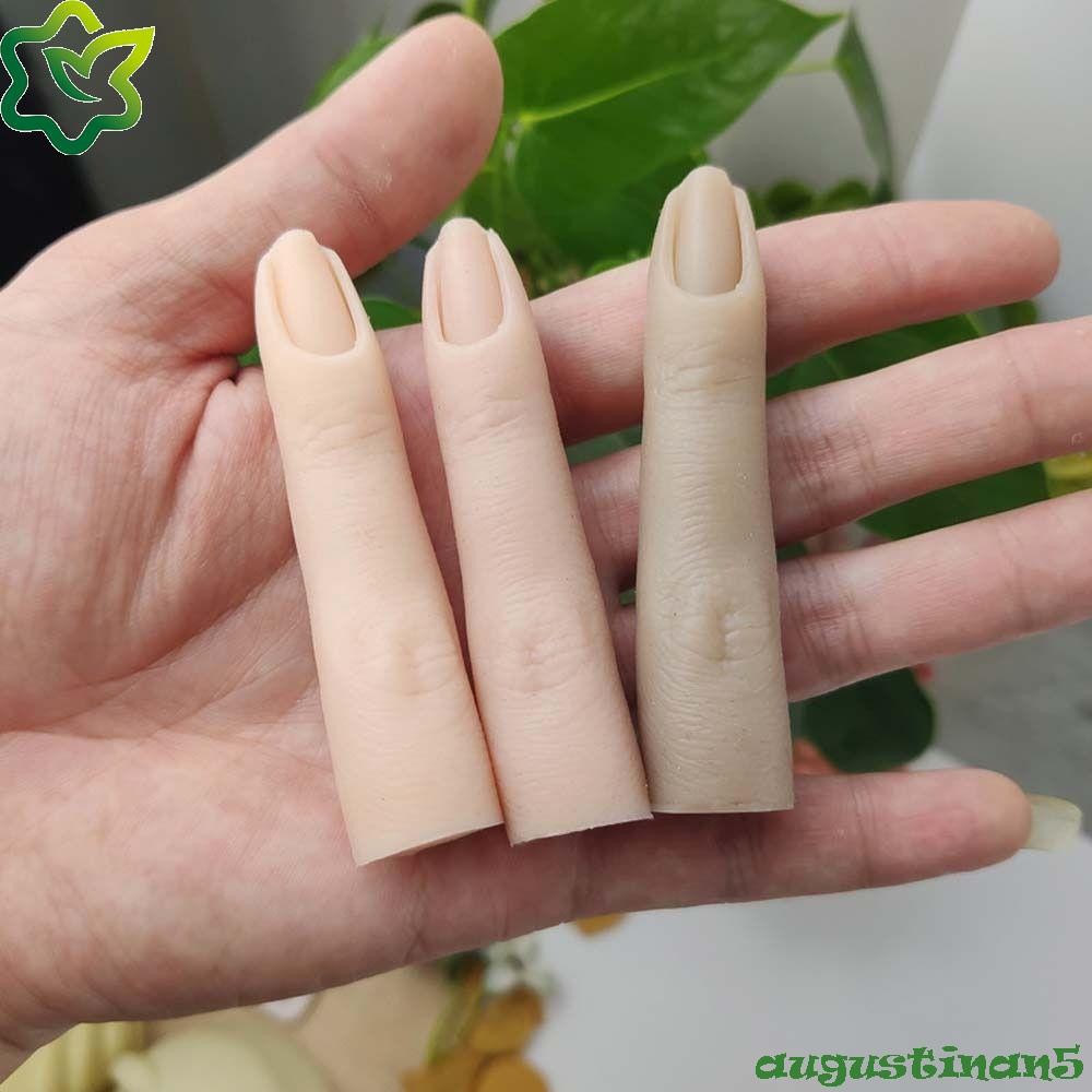 Augustinan ฝึกนิ้วปลอมรุ่นข้อต่อซิลิโคน Bendable Nail Art Training Professional Practice อุปกรณ์เสริมปลอมนิ้วมือจอแสดงผลเครื่องมือ
