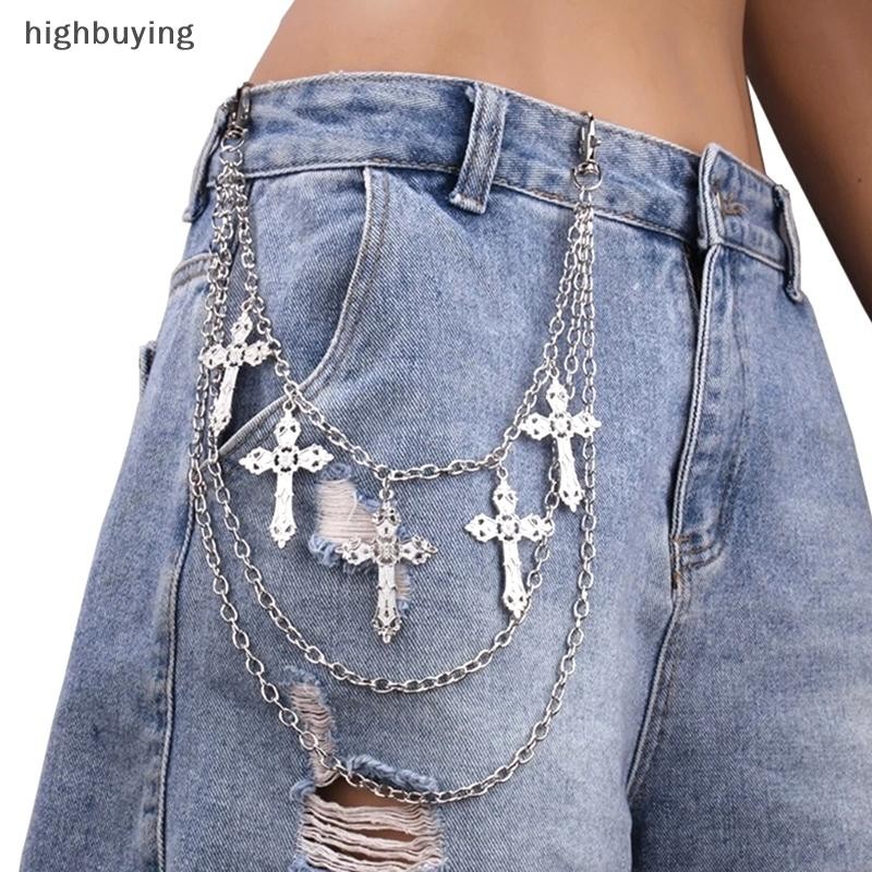 [การซื้อสูง] พังก์กางเกงยีนส์กางเกงโซ่หลายชั้นโซ่พังก์ข้ามเสน่ห์เอวกระเป๋าสตางค์โซ่ฮาราจูกุเข็มขัดสําหรับฮิปฮอปนักเต้นหุ้นใหม