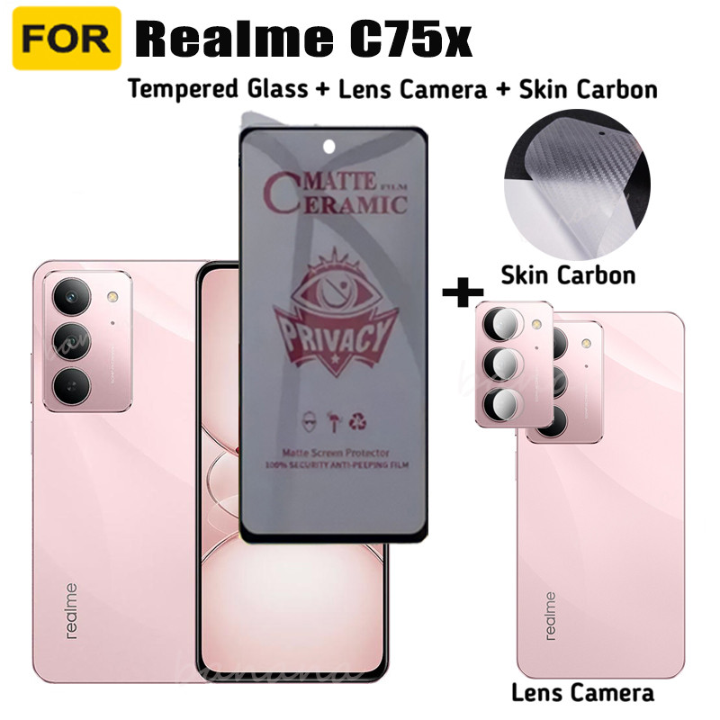 สําหรับrealme C75Xความเป็นส่วนตัวกระจกนิรภัยRealme C75 หมายเหตุ 60 หมายเหตุ 60Xป้องกันหน้าจอ + เลนส์