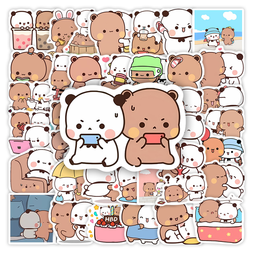 Kawaii Bubu และ Dudu สติกเกอร์หมีน่ารักคู่ DIY ของเล่นเด็กของขวัญตกแต่ง Decal สําหรับโทรศัพท์แล็ปท็อปขวดสมุดภาพกันน้ํา