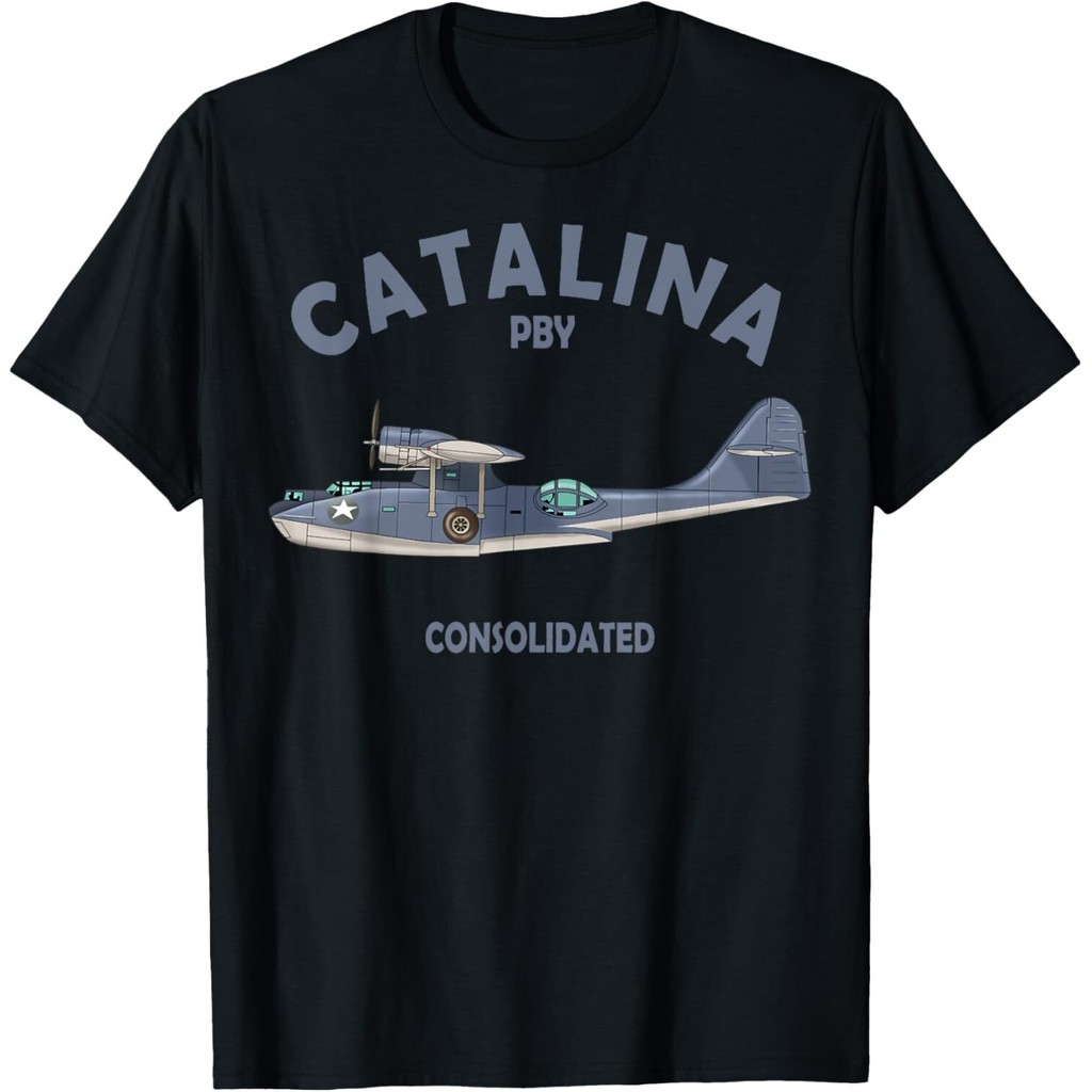 เสื้อยืดพิมพ์ลาย PBY Catalina แบบอากาศยานจากสมัยสงครามโลกครั้งที่สอง