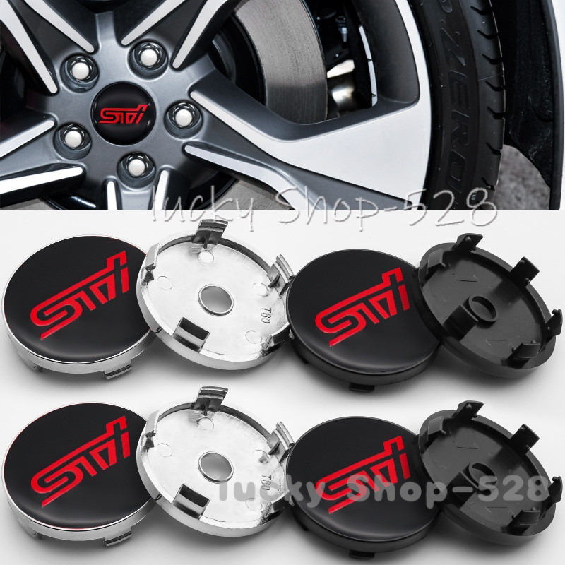 1ห่อ/4ตัว 56มม Subaru XV STI โลโก้ แบบ ฝาครอบดุมล้อ สําหรับ ดุมล้อรถยนต์ สีดํา & สีเงิน