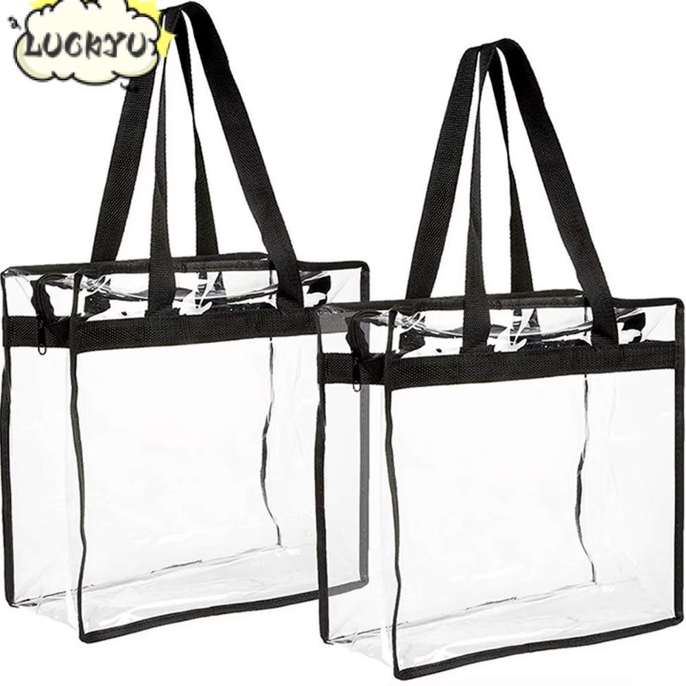 Luckyu Lunch Bag กระเป๋าสะพายความจุขนาดใหญ่โปร่งใส แฟชั่นมีซิป PVC Tote Bag