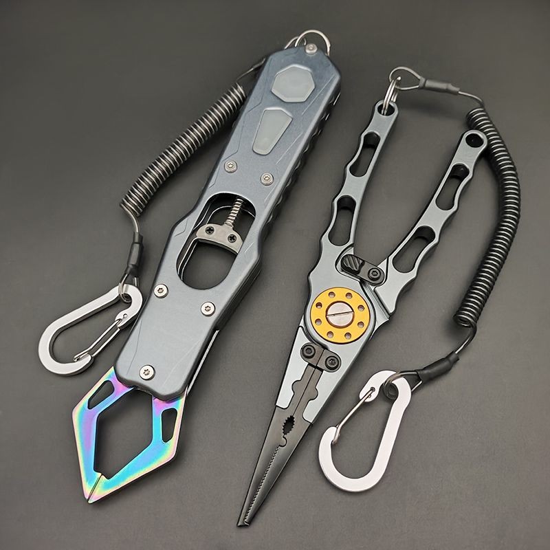 อลูมิเนียมอัลลอยด์ Luminous Fish Controller Lure คีมชุด Multi-Function Hook Picking คีมตัดลวด Clamp Lead Tie Hook ดึงสายตกปลาคีม