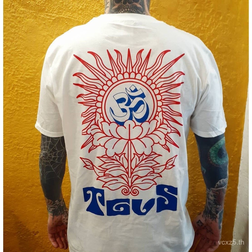 ลายสักสไตล์ฝั่งตะวันตก แบรนด์เทรนด์ยุโรปและอเมริกา เสื้อยืดแขนสั้นผู้ชาย ชุดคู่รัก ลายสัก