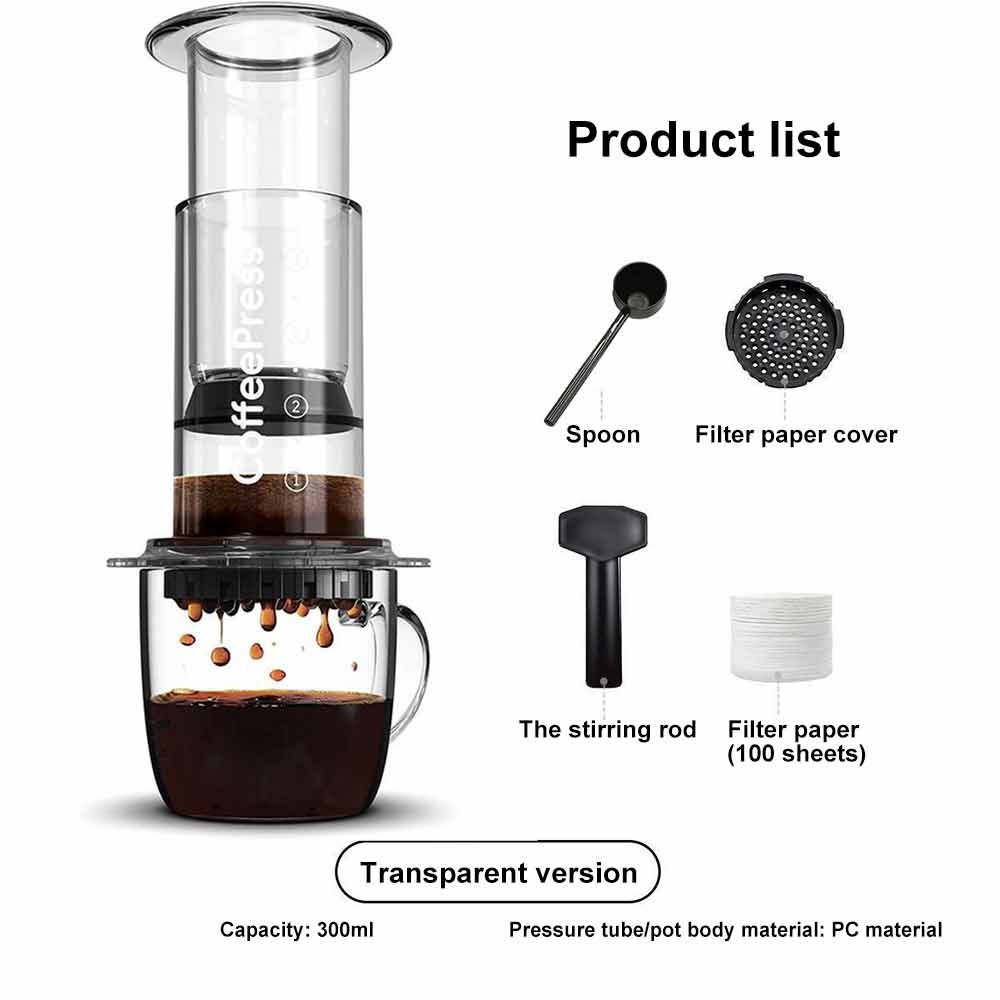 AeroPress Clear Coffee Press 3 In 1 Brew Method Combines