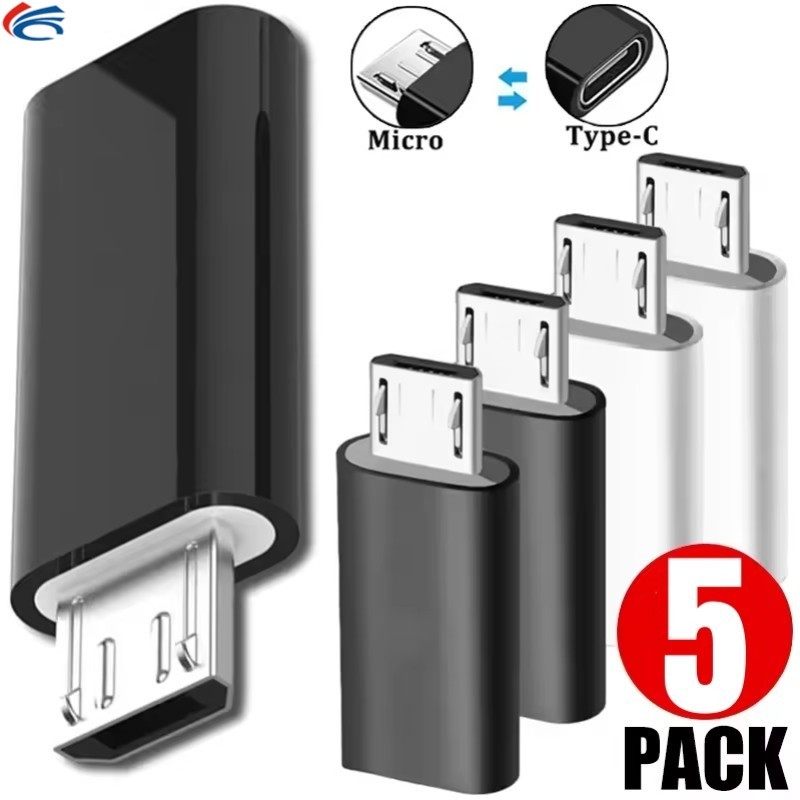 อะแดปเตอร์ Type-C เป็น Micro USB 5 ชิ้น - ตัวแปลงสายชาร์จ Android - อะแดปเตอร์ข้อมูลเครื่องชาร์จขนาดเล็ก - เข้ากันได้กับโทรศัพท์แล็ปท็อป - ขั้วต่อการชาร์จข้อมูลอย่างรวดเร็ว - อุปกรณ์เสริมโทรศัพท์