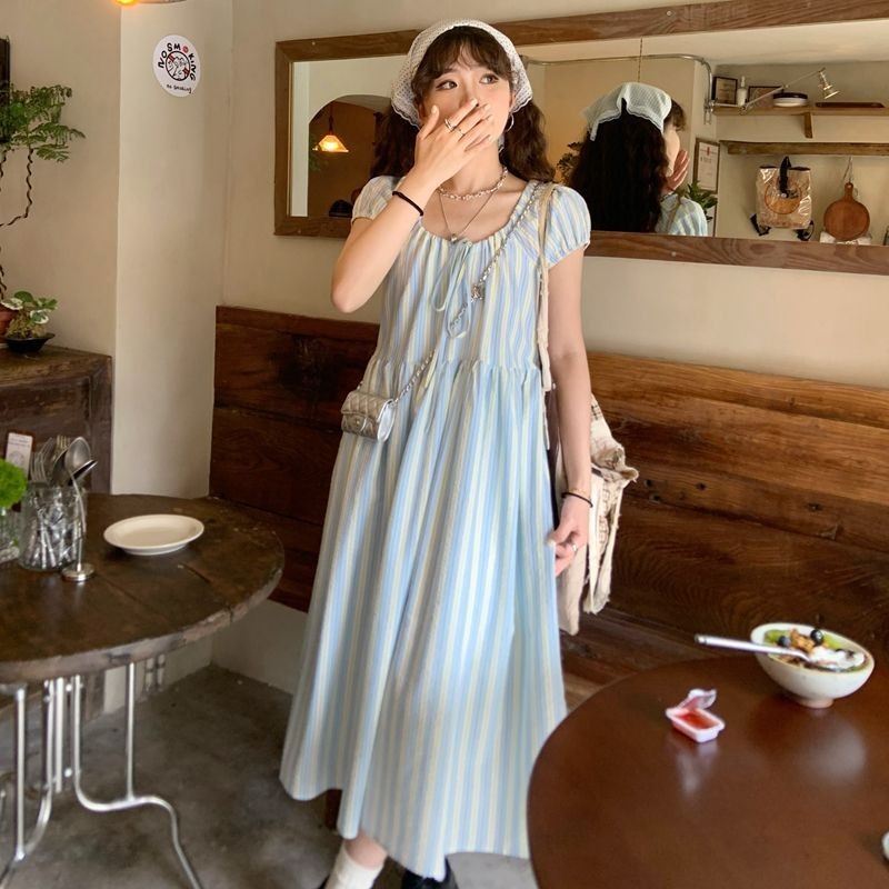 ชุดเดรสลายทางสไตล์ฝรั่งเศสหรูหรา รัดเอว สำหรับผู้หญิง ฤดูใบไม้ผลิ 2025 ชุดยาวหรูหราใหม่พร้อมแจ็คเก็ตกำมะหยี่ DVAP