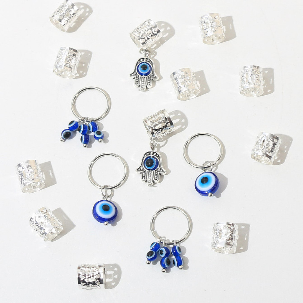 Zhengyou Evil Eye แหวนผม 16 ชิ้น Vintage อินเทรนด์อุปกรณ์เสริมผมชุดแฟชั่นวันหยุดของขวัญส่วนบุคคล Scrunchies