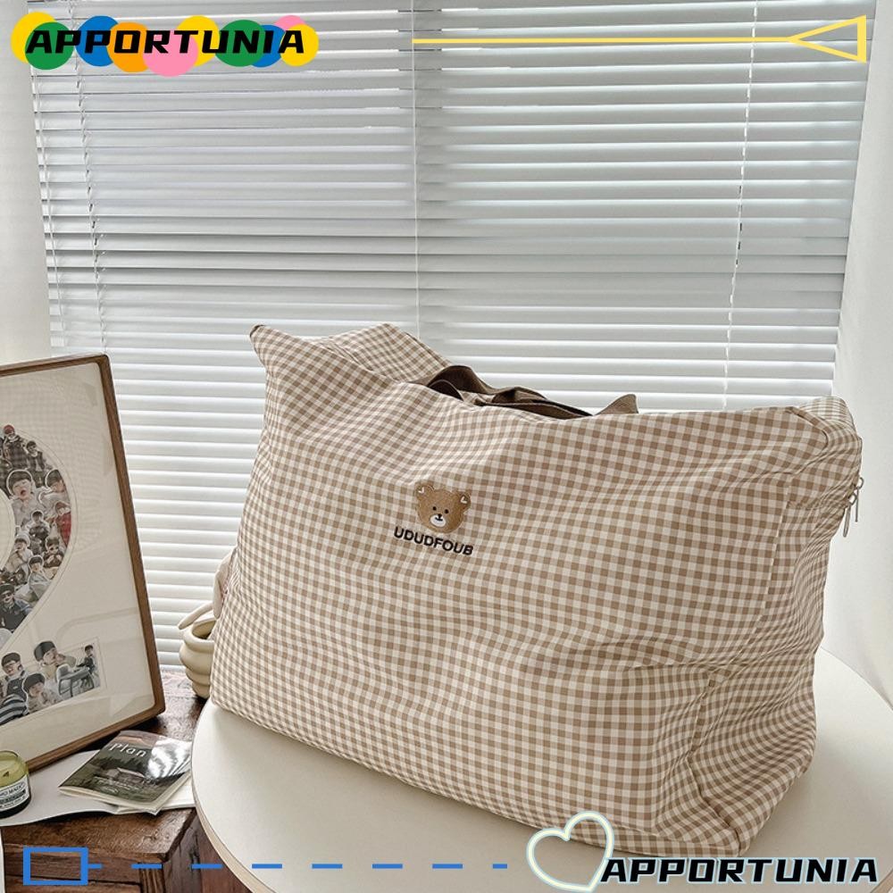 APPORTUNIA กระเป๋าเดินทางสําหรับเด็ก, ตรวจสอบถุงเก็บผ้านวมความจุสูง, รายการกันน้ํากระเป๋าถือผ้าใบ