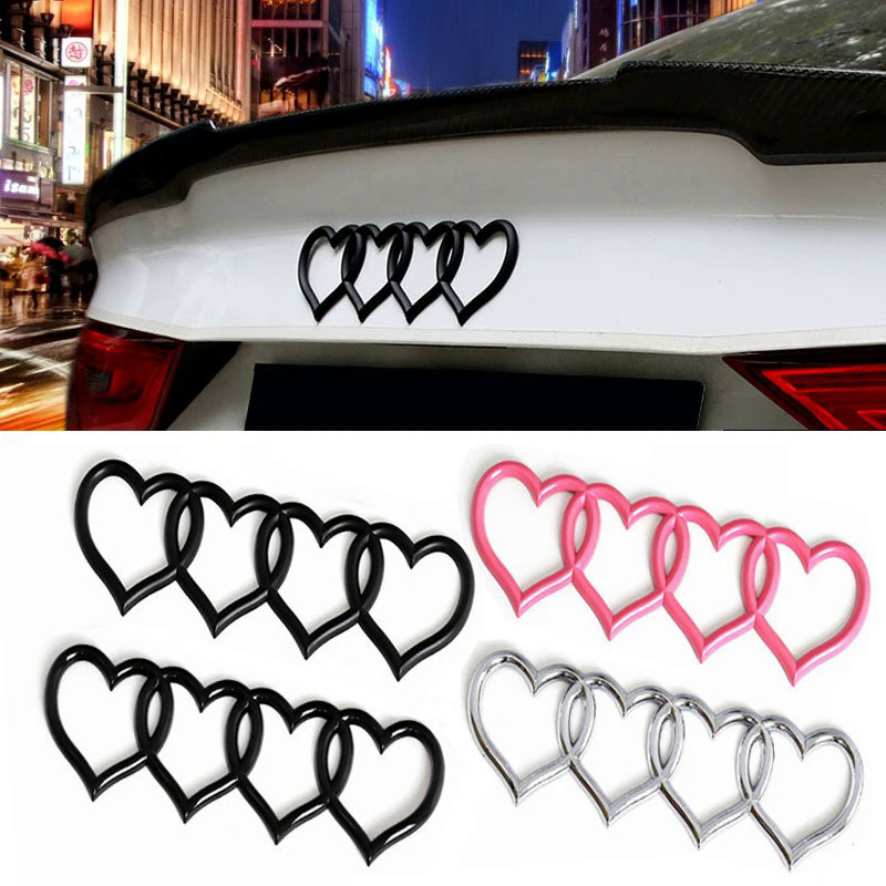 Car Love Heart Logo Rear Trunk Tail Label Badge Emblem Decal For Audi A4 A3 A5 A6 A4L B8 B7 B9 C6 C7