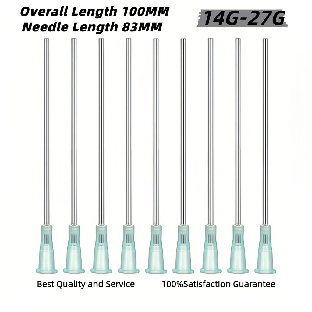 10pcs ความยาวหลอด 83mm,ความยาวรวม 100mm 14G-27G ข็มพลาสติกเหล็ก เข็มปากแบน  ปลายสแตนเลส เข็มหยอดของเหลว หัวเข็มหยอดกาว  วัสดุสิ้นเปลือง Dispenser อุปกรณ์เสริมเข็ม 14G/15G/16G/18G/19G/20G/21G/22G/23G/24G/25G/26G/27G