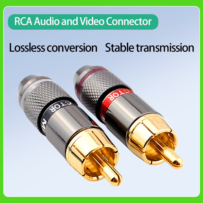 2PCS ปลั๊ก RCA เสียงวิดีโอล็อคสายเคเบิลเชื่อมต่อปลั๊ก Titanize Connector