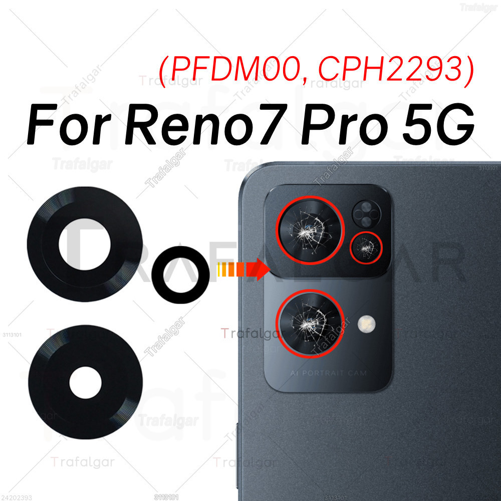 เลนส์กล้องด้านหลังสําหรับ OPPO Reno7 Pro Reno 7 Pro 5G CPH2293 ฝาครอบกล้องเปลี่ยนด้วยสติกเกอร์กาว