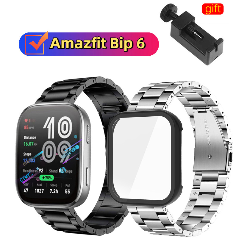 สาย Amazfit Bip 6 สายโลหะ สายสแตนเลส สาย Amazfit Bip6 สายรัดข้อมือกีฬา เคส Amazfit Bip 6 ฟิล์มกันรอย
