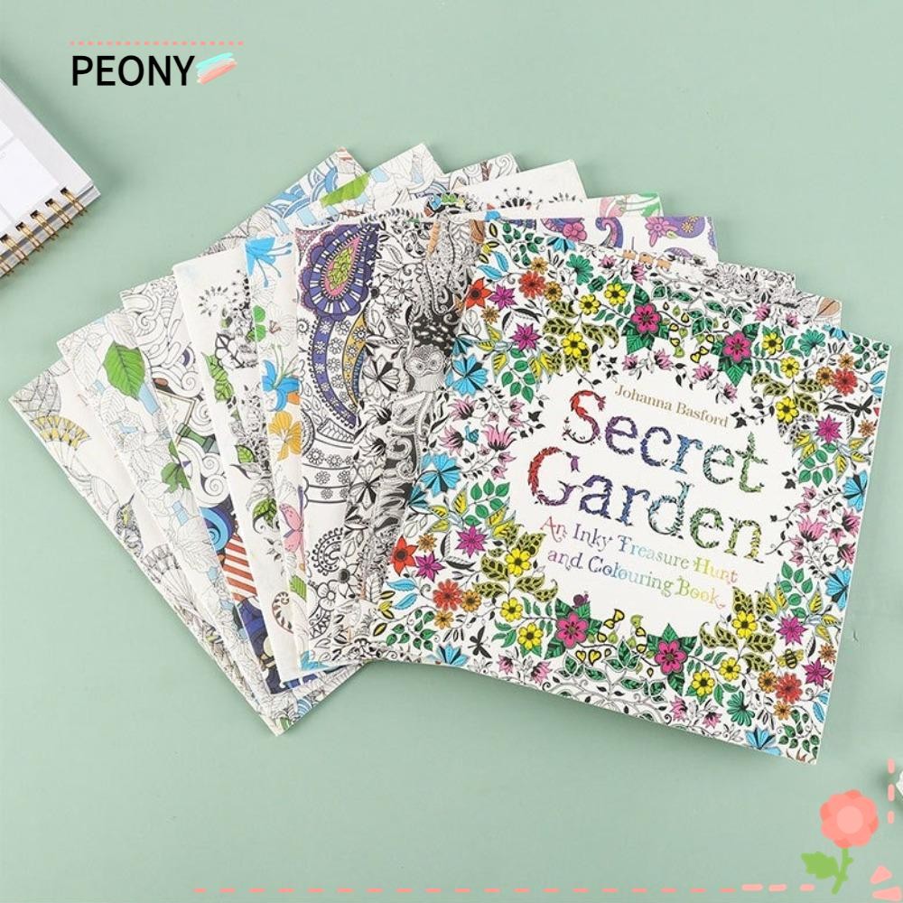 PEONYPAVILION Graffiti Book, บรรเทาความเครียดฆ่าเวลาหนังสือสี, Creative การศึกษา Mandalas ภาพวาดดอกไม้วาด Art Book สําหรับเด็กผู้ใหญ่