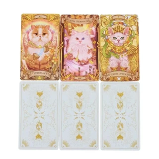 น่ารัก Nine Lives Cats ไพ่ทาโรต์ 78 ดาดฟ้า ความบันเทิง ไพ่ทาโรต์ Fate Divination fate Tarot Fortune-telling เกมกระดาน